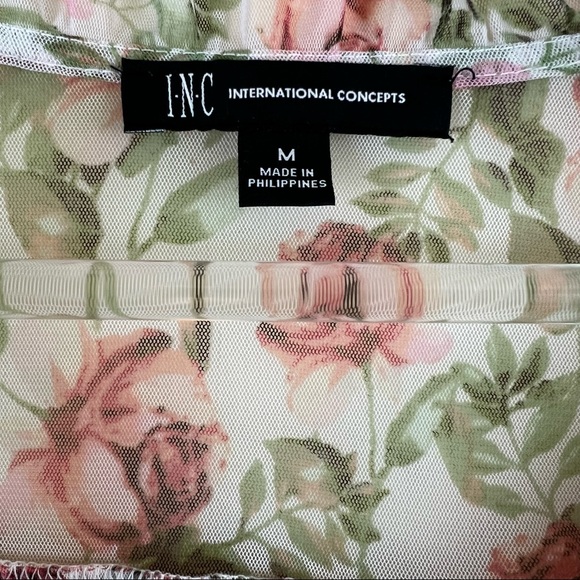 INC International Concepts Floral Smocked Hem Blouse in Margarate Flora Medium - Picture 5 of 8